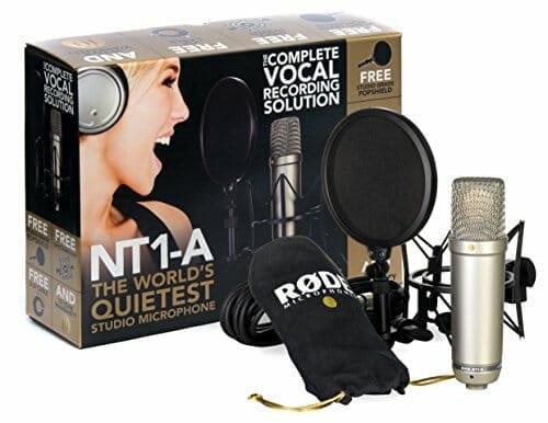 Microfone Rode NT1-A, condensador profissional de baixo ruído para gravação em estúdio